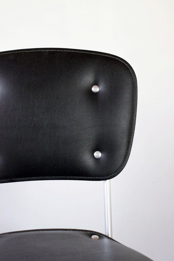 Image 1 of 5 x Aluflex Armin Wirth Black Skai Chairs 1950s