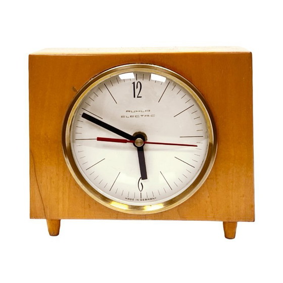 Image 1 of Ruhla Electric Vintage Mantel Clock, 1970s, Mid-Century Design Wood