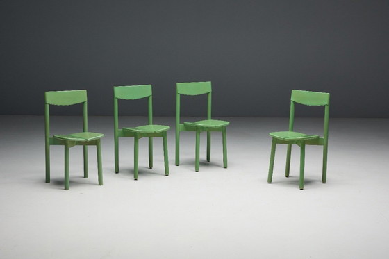 Image 1 of Groene eetkamerstoelen van Pierre Gautier Delaye, Frankrijk, 1965