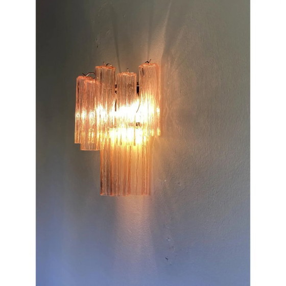 Image 1 of Applique murale contemporaine rose Murano de style Venini