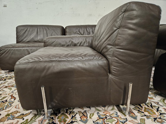 Image 1 of Divano modulare in pelle di design marrone scuro anni '70