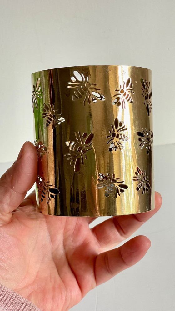 Image 1 of Messing bijen kaarsenhouder