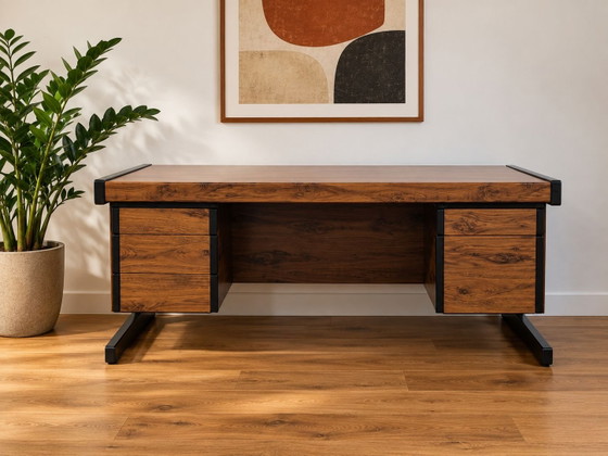 Vintage Scandinavisch design bureau van MEX Mobelfabrik, Meubels, Metaal, Kunststof, Zwart (foto 2 van 10)
