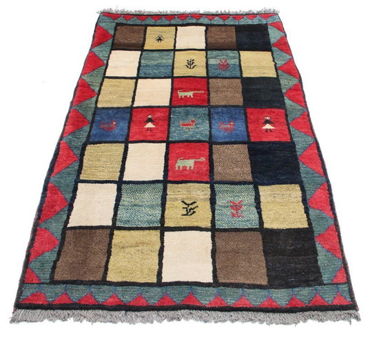 Image 1 of Tappeto orientale persiano Gabbeh Ghashghai originale, 200 cm x 110 cm, naturale antico