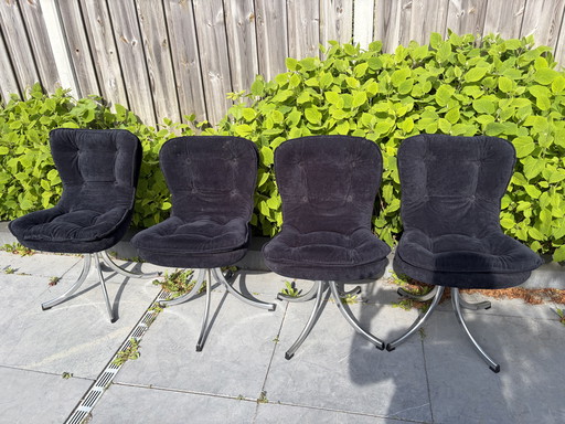 4 fauteuils pivotants vintage Gastone Rinaldi des années 1970