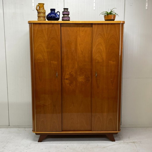 Midcentury vintage kledingkast wardrobe gloss sixties hang leg