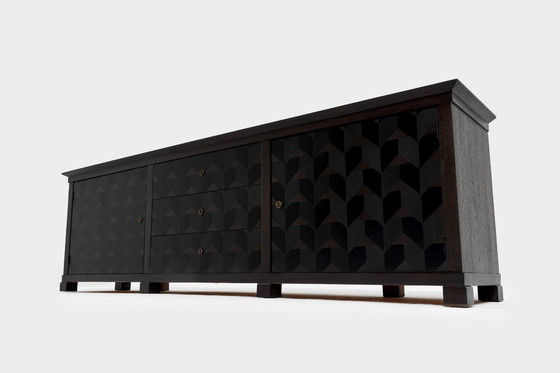 Image 1 of Brutalist Oak Craftsmanship Sideboard, 1960s, Germany, Brass Accents
