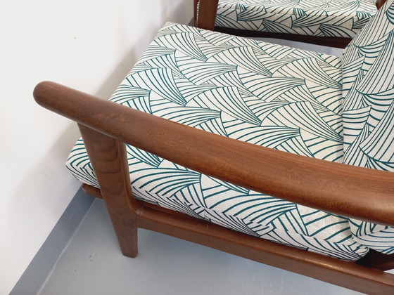 Image 1 of Pair of vintage Scandinavian armchairs by Arne Wahl Iversen for Komfort in teak and fabric from the 60s