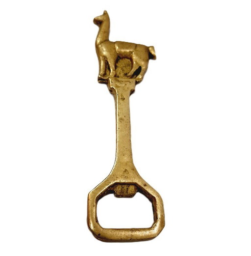 Vintage-Bierflaschenöffner aus Messing mit Lama am Griff