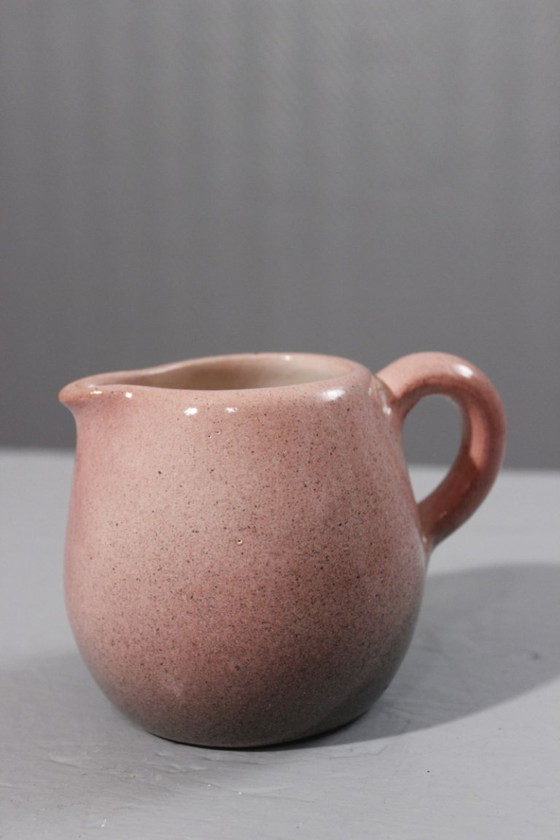 Image 1 of Servizio da caffè in ceramica da 9 pezzi, smalto rosa maculato Max Idlas, Francia, XX secolo