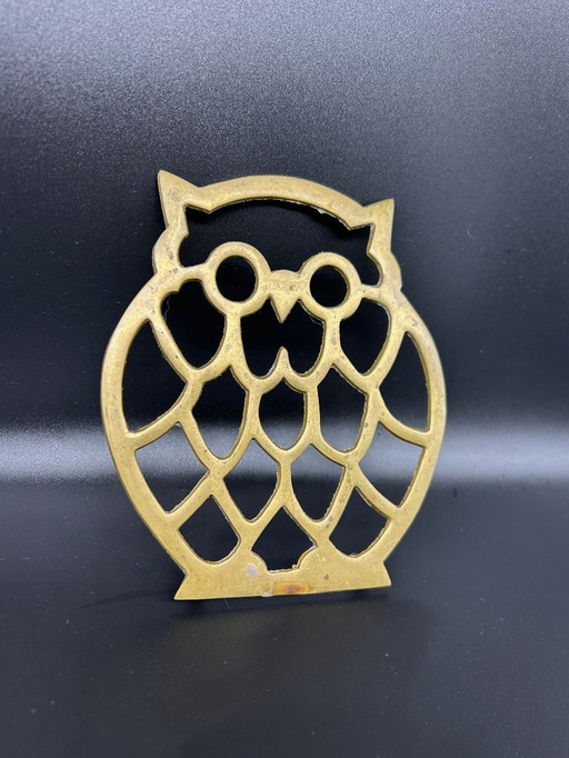 dessous de plat en laiton hibou 