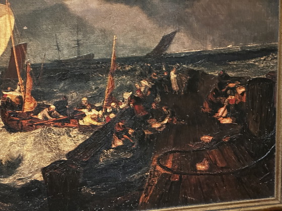 Image 1 of D'après J.M.W. Turner (1775-1851) - Jetée de Calais - Huile sur toile encadrée 104 x 81 cm