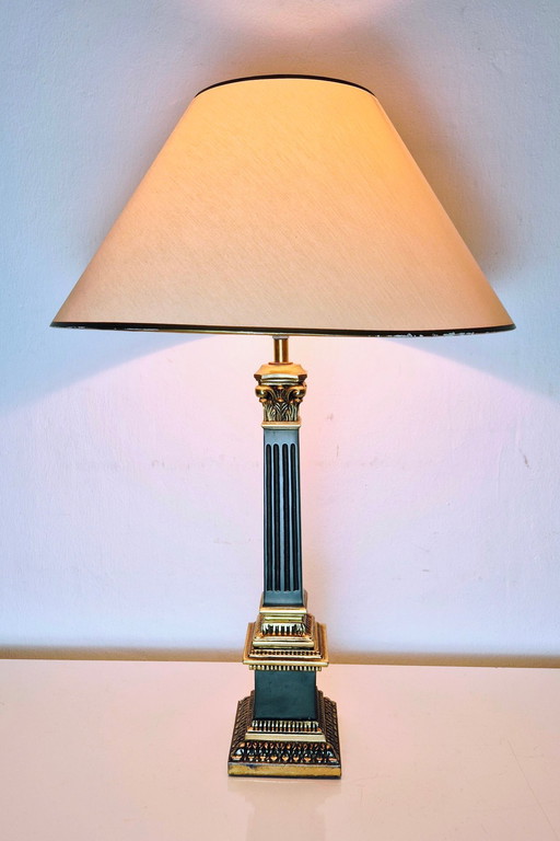 Table lamp - Luxurious Neoclassical Lamp in Gilded Bronze and Royal Green - 56 cm - Bronze