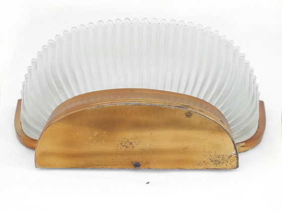 Image 1 of Lampada da parete Archimede Seguso Italia in cristallo pressato e ottone, design anni '30