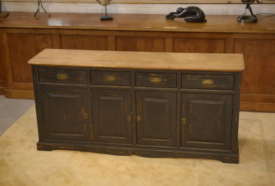 Schieferfarbenes Sideboard 1960er Jahre – Aufbewahrungsschrank, Holz, Vintage (photo 9 of 12)