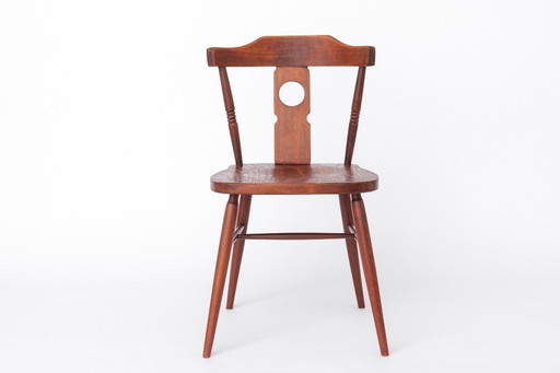 Sedia in legno vintage anni '60 | Drevounia Cecoslovacchia | Sedia da pranzo in faggio tornito restaurata