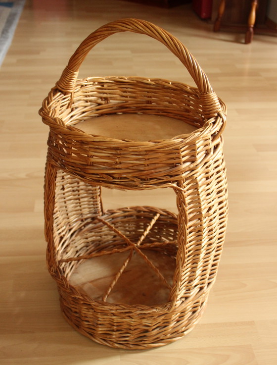 Image 1 of Flaschenkorb Hoch Geflochten - Handarbeit - Weide/Holz