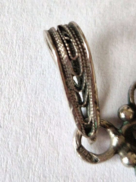 Image 1 of Large antique silver filigree cross with necklace - 20s