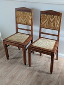 Paire de chaises de salle à manger Art déco de l'école d'Amsterdam – Chêne et velours (années 1920/1930)
