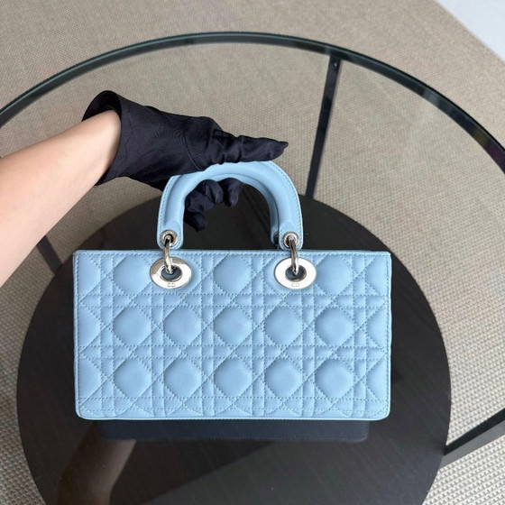 Image 1 of DIOR D-JOY MEDIUM - CANNAGE LAMSLEER LICHTBLAUW BABYBLAUW GOUDEN BESLAG