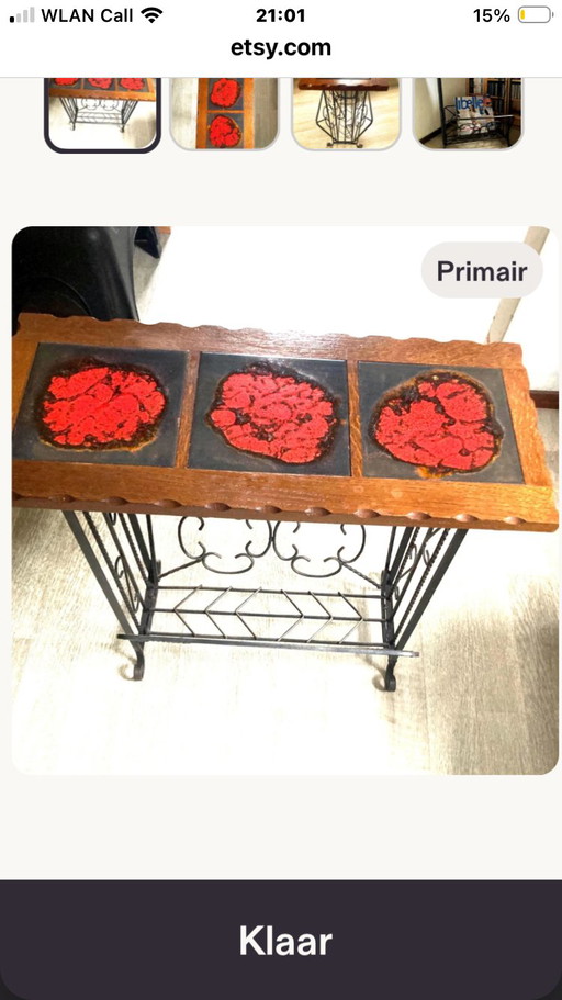 Portariviste Brutalista | Piastrelle Fat Lava | Mid Century Modern – bijzettafels, Cast Iron, Wood