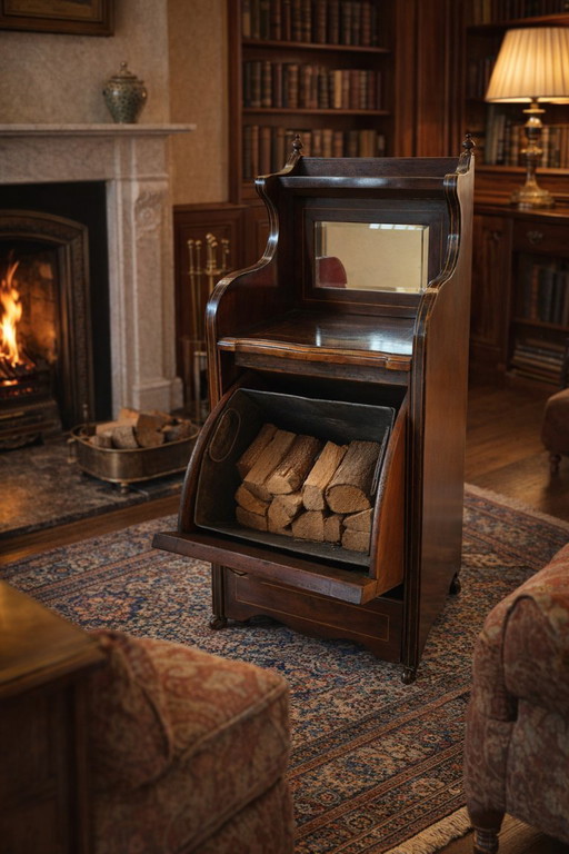 Armoire à charbon Purdonium victorienne ancienne avec miroir