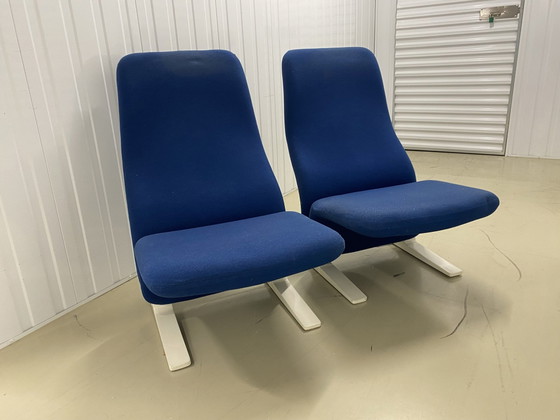 Set di 2 sedie Artifort Concorde originali di Pierre Paulin, Sedie e poltrone, Metallo, Tessile, Blu (foto 5 di 5)