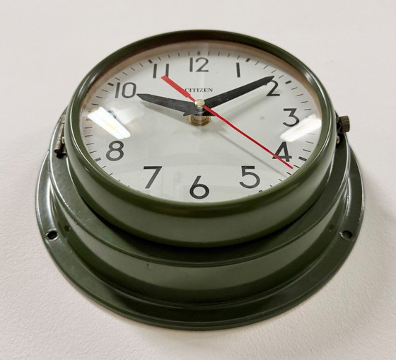 Horloge murale vintage Citizen verte représentant des navires, années 1980 – Pendules, Glass, Iron (photo 7 of 18)