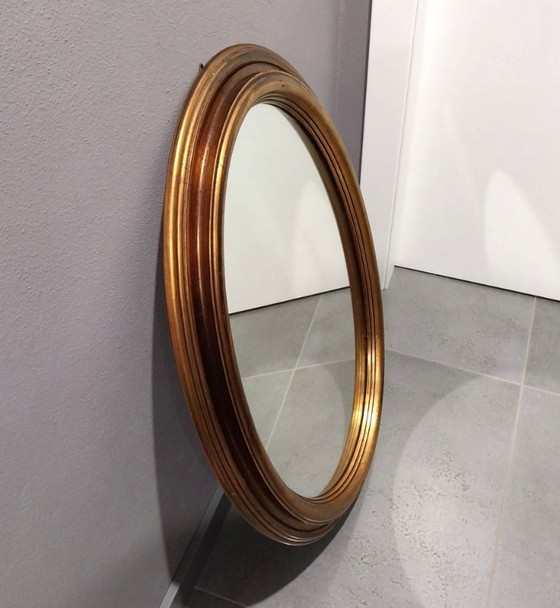 Image 1 of Julklapp Christmasgift Vintage Italiaanse ovale wandspiegel met vergulde houten lijst - Elegante klassieke decoratie