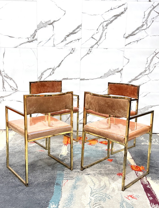 Image 1 of Ensemble de 4 fauteuils de salle à manger Hollywood Regency 1970 modernes