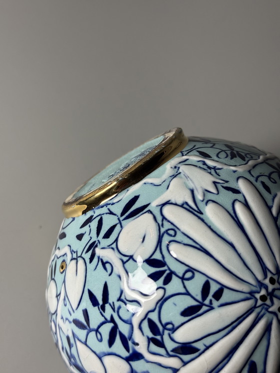 Image 1 of Boch Frères Keramis Art Deco Floral Pitcher by Raymond Chevalier, Belgium, 1930s