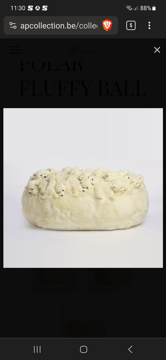 Image 1 of AP Collection XL Polar Fluffy Ball Poef XL