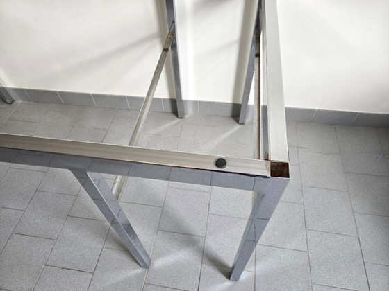 Image 1 of Scrivania vintage anni '70 in acciaio cromato e vetro fumé, Saint-Gobain, anni '70