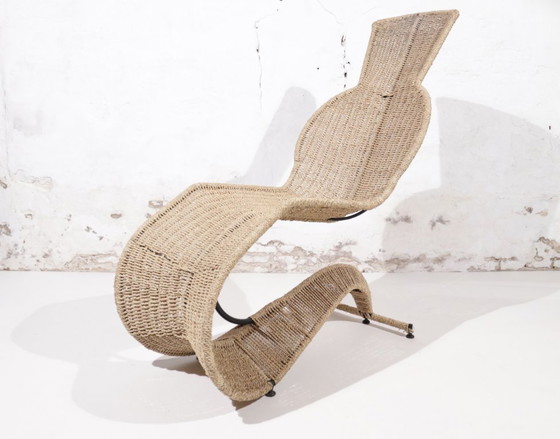 Image 1 of Tom Dixon ‘Speed’ lounge chair voor Space Design, 1990s – gevlochten touw & smeedijzer