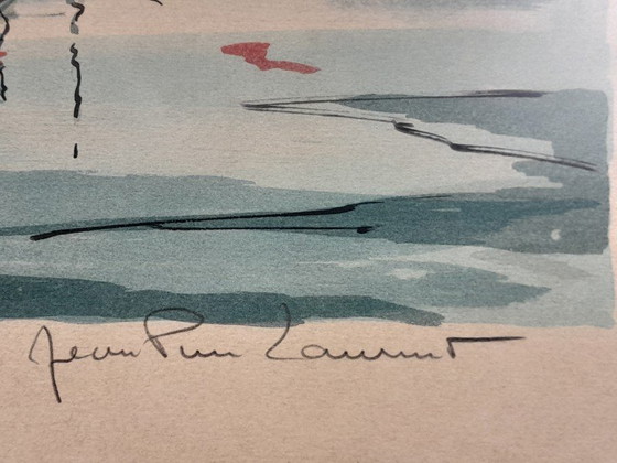 Image 1 of Harbor scene – numbered lithograph 144/225 – Jean-Pierre Laurent