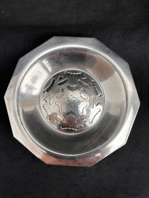 Piatto per arricciare il burro Coquillor vintage: acciaio inossidabile Art Déco, prodotto in Francia