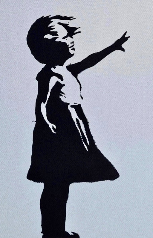 Banksy (1974) - Girl With A Balloon Ukraine – lithos zeefdrukken, Paper (photo 2 of 9)