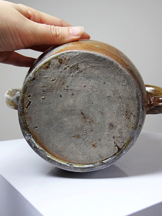 Pot ancien en grès de Puisaye à deux anses, fin XIXe-début XXe, Objets déco, Céramique, Marron, Rustic (photo 11 sur 11)