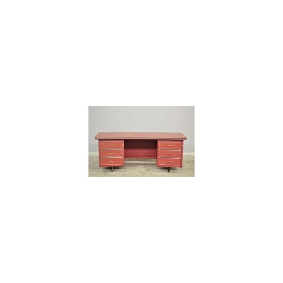 Image 1 of Vintage desk in burgundy leather and wood from Umberto Mascagni, Italy 1950