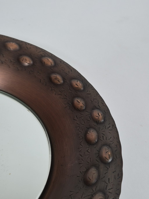 Miroir mural vintage en cuivre, fait main, milieu du siècle, Own Zint – spiegels, Copper (photo 2 of 15)
