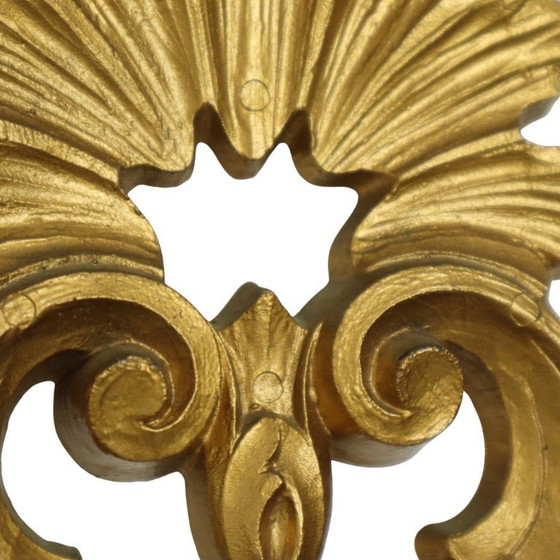 Image 1 of Italienischer klassischer, mit Wappen verzierter Spiegel, Gold, Barock, Rokoko, 57 cm