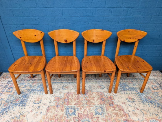 Image 1 of Vintage grenen eettafel met vier stoelen, jaren 70