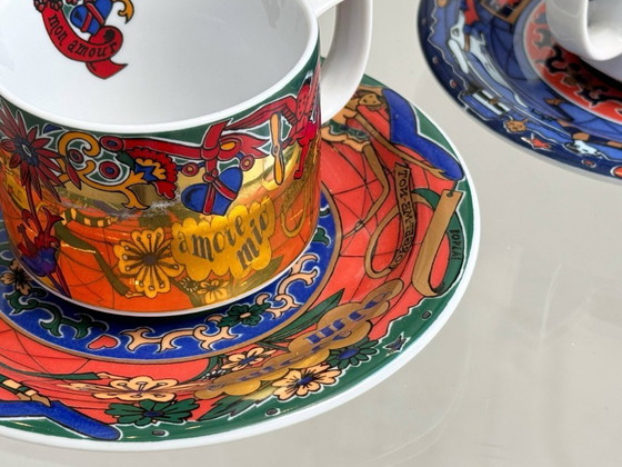 Image 1 of Set tazze Tête-à-tête per innamorati di Bopla! Fabbrica di porcellana Langenthal, Svizzera, anni '90