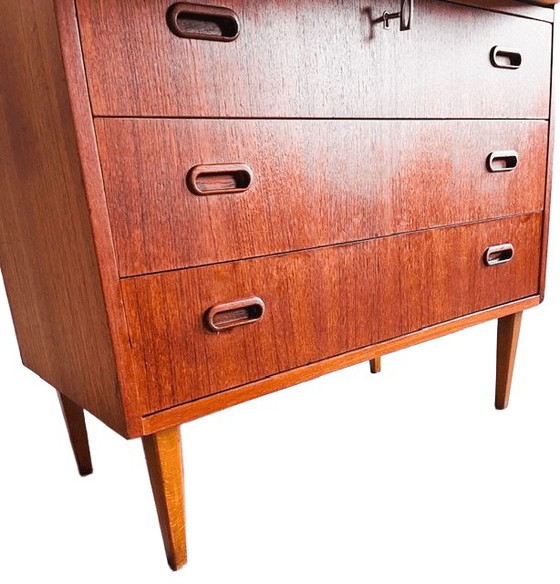 Image 1 of Vintage Egon Ostergaard deens design mid-century roltop secretaire kast bureau 1960's