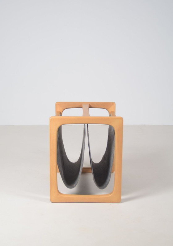 Portariviste danese disegnato da Aksel Kjersgaard, anni '60 – Leather, Wood (photo 2 of 6)