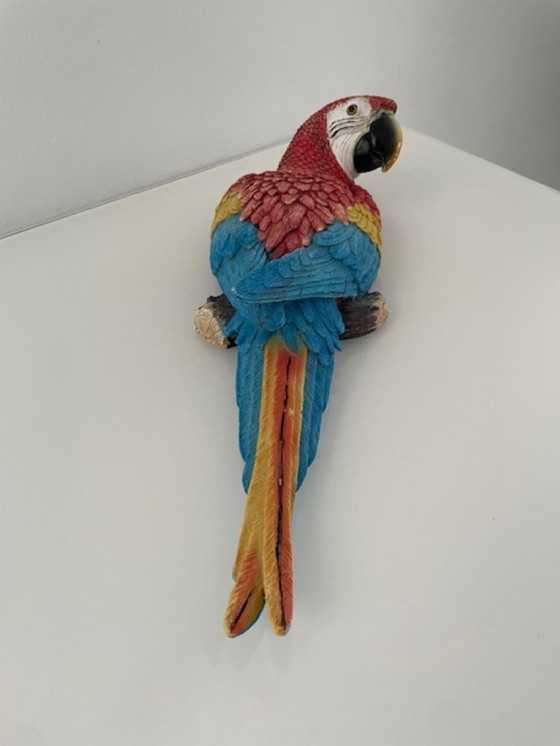 Image 1 of Wall sculpture red macaw parrot colorful design
