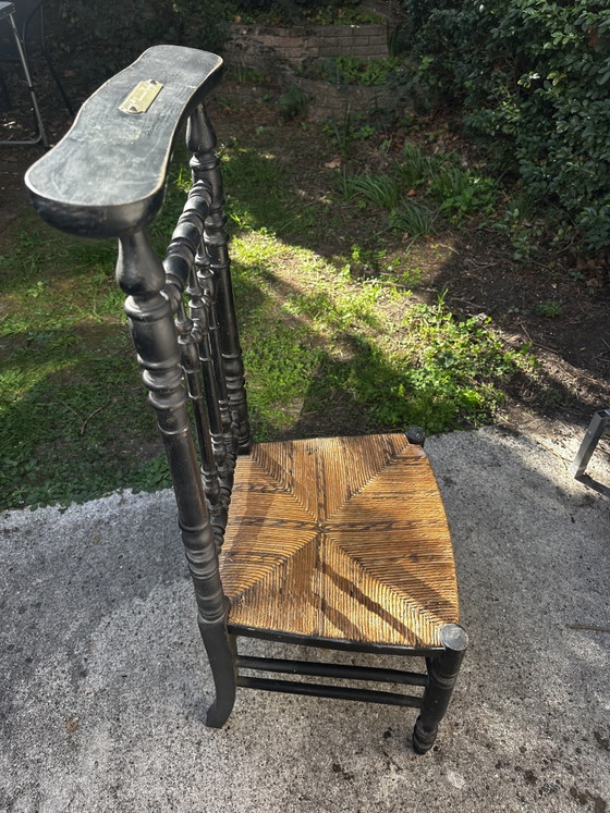 Antiker Napoleon III Prie-Dieu aus geschwärztem Holz – Plakette Mlle Lucienne Cortyl (photo 12 of 15)