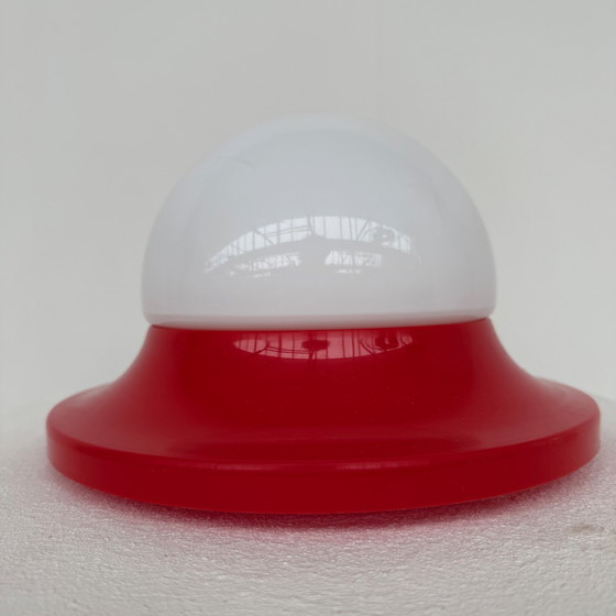 Image 1 of Ceiling/wall lamp round red 60s/70s