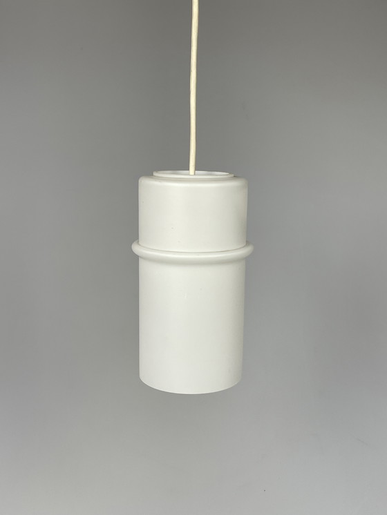 Image 1 of Set van Twee Melkglazen Hanglampen, Raak, Nederland, 1960's