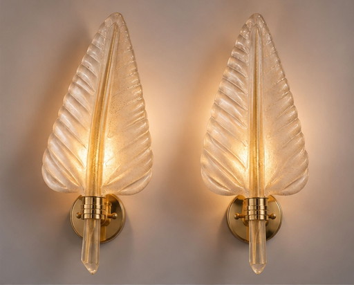 Wandleuchte aus Muranoglas mit Blattform
